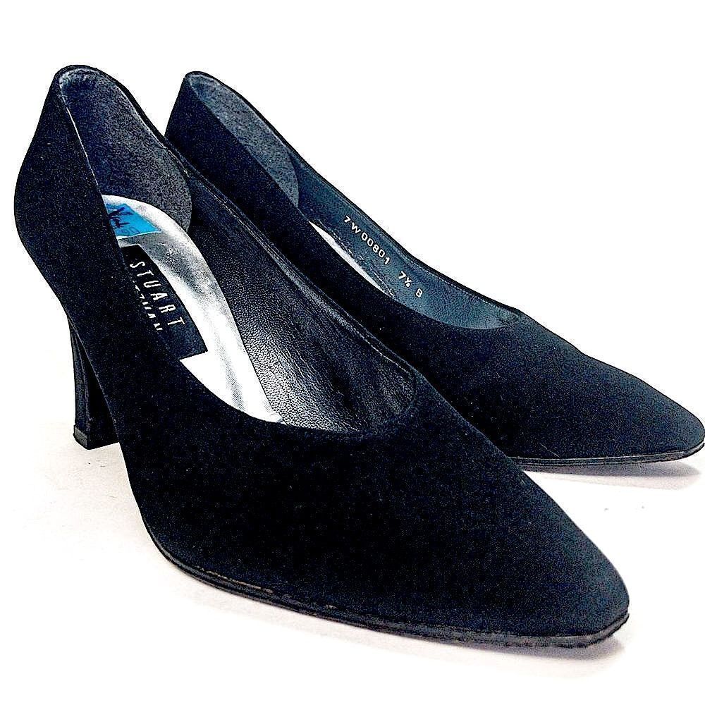 Stuart Weitzman Black Fabric Formal Heels Sz 7.5B